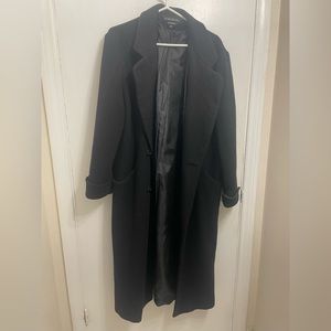 Black Double Breasted Wool Coat